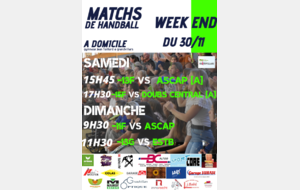 Matchs à domicile week-end du 30/11