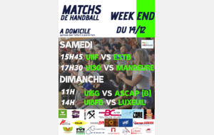 Matchs à domicile du week-end du 14/12