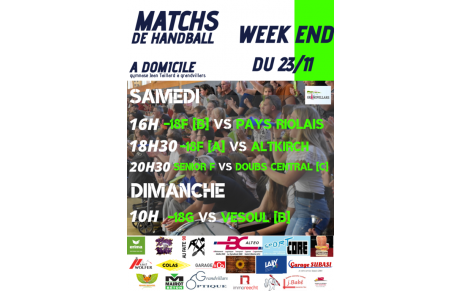 Matchs à domicile 23.11.19