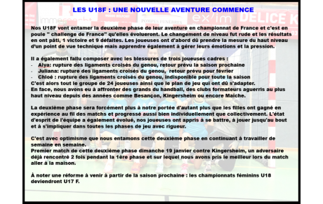 U18F : un nouveau challenge !